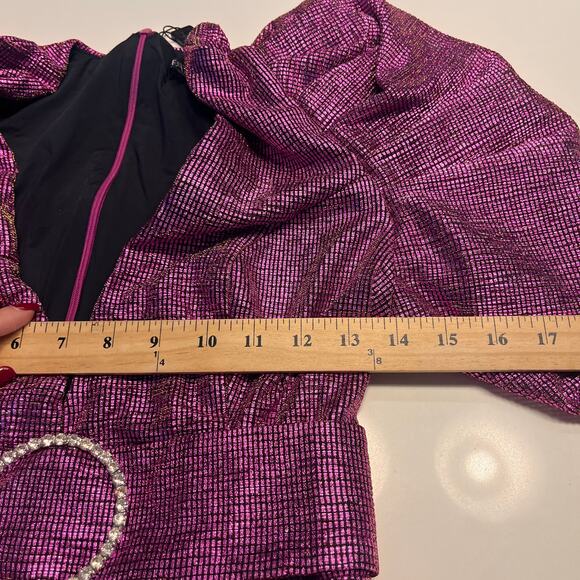 NWT PatBO Pink Metallic Drape Mini Dress Size 6/38 - Picture 7 of 10